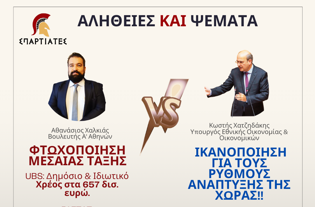 «ΣΠΑΡΤΙΑΤΕΣ» για Κρατικό Προϋπολογισμό 2024: Αλήθειες VS Ψέματα της Κυβέρνησης Μητσοτάκη